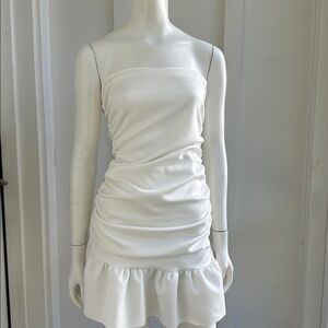 Blue Blush Strapless White Dress